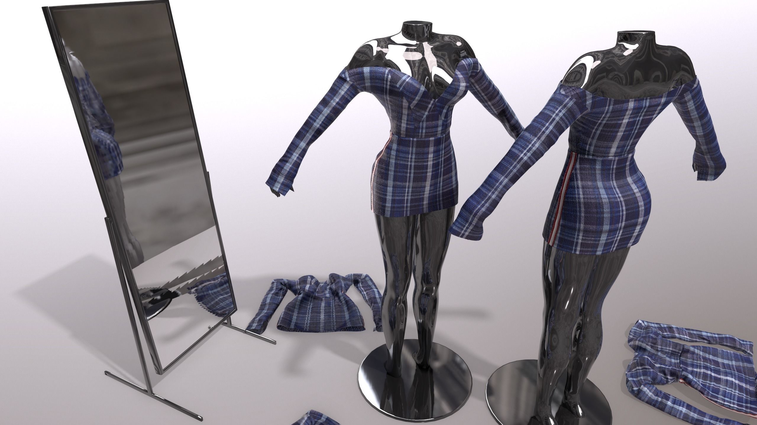 Female Clothing Low-poly 3D model_2