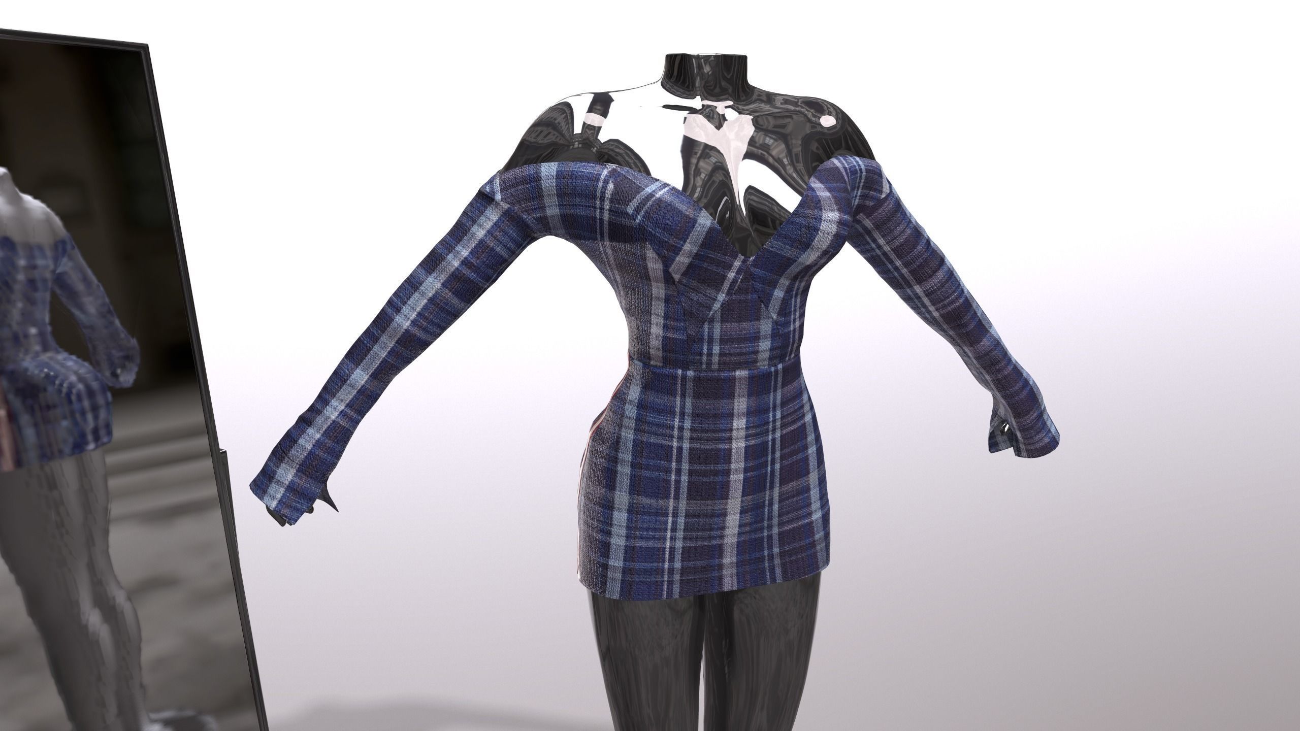 Female Clothing Low-poly 3D model_3