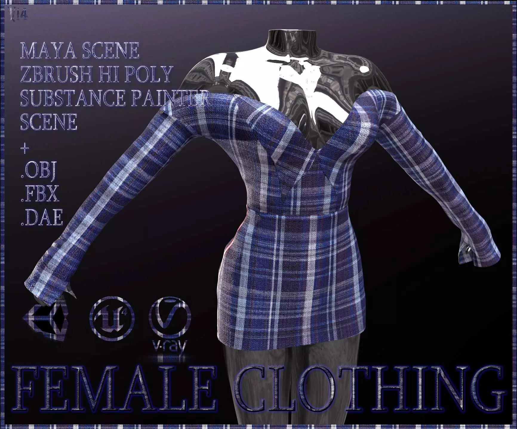 Female Clothing Low-poly 3D model_0