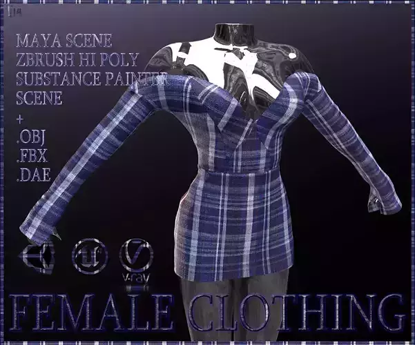 Female Clothing Low-poly 3D model