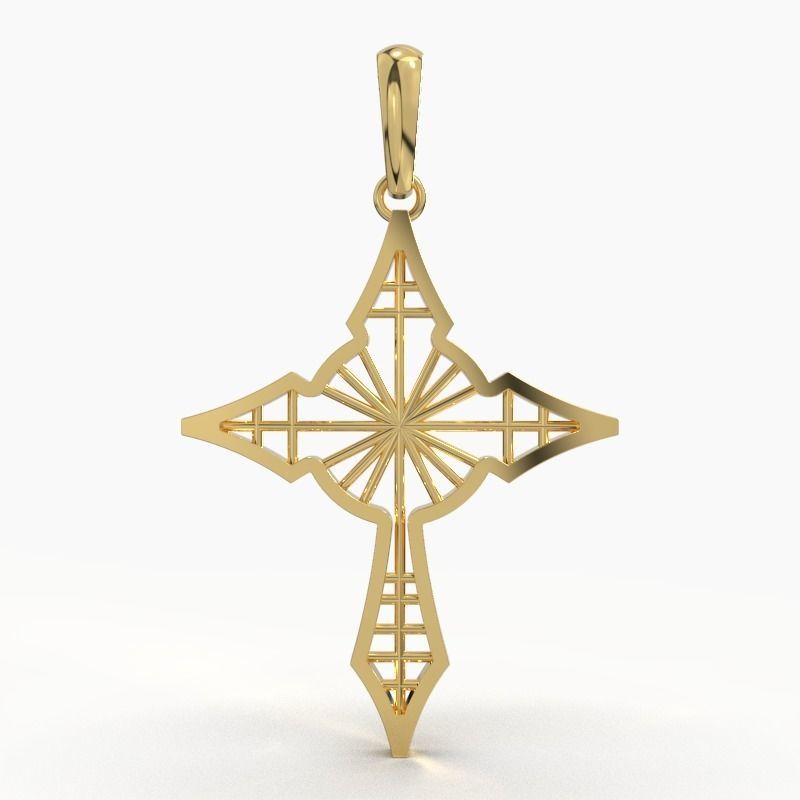 JESUS CROSS GOLD PENDANT 3D print model_1