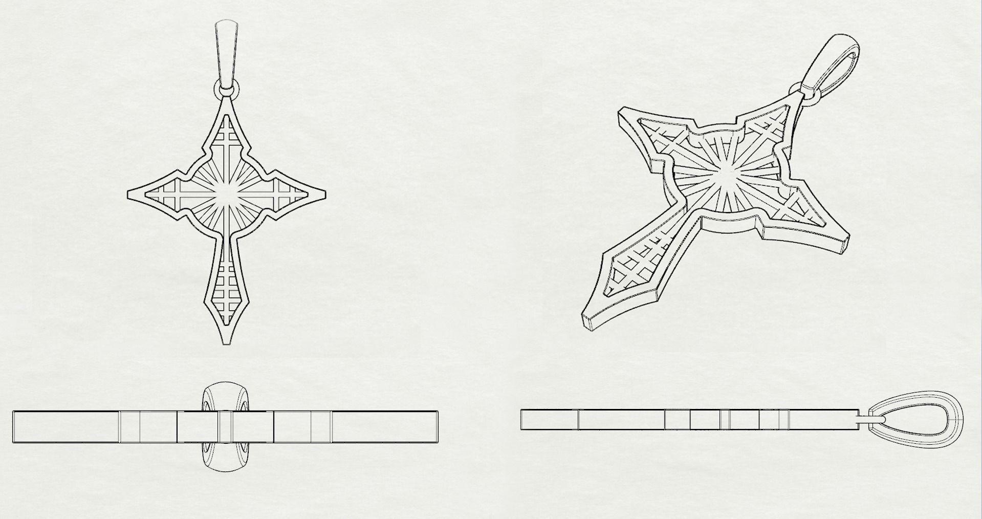 JESUS CROSS GOLD PENDANT 3D print model_12