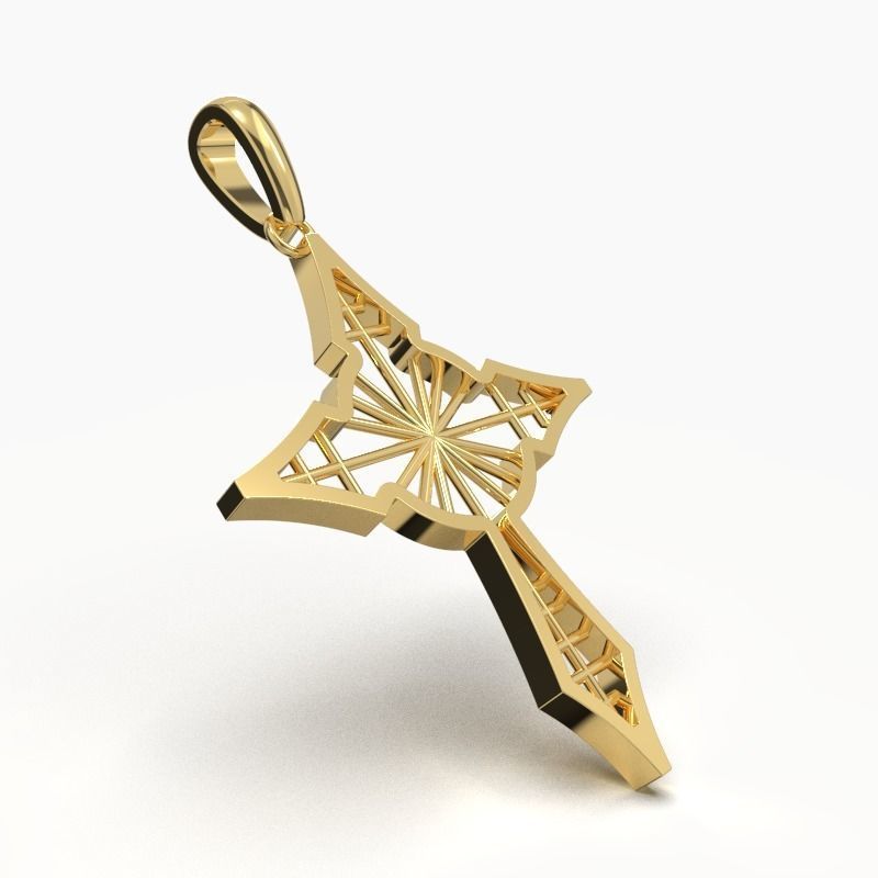 JESUS CROSS GOLD PENDANT 3D print model_3