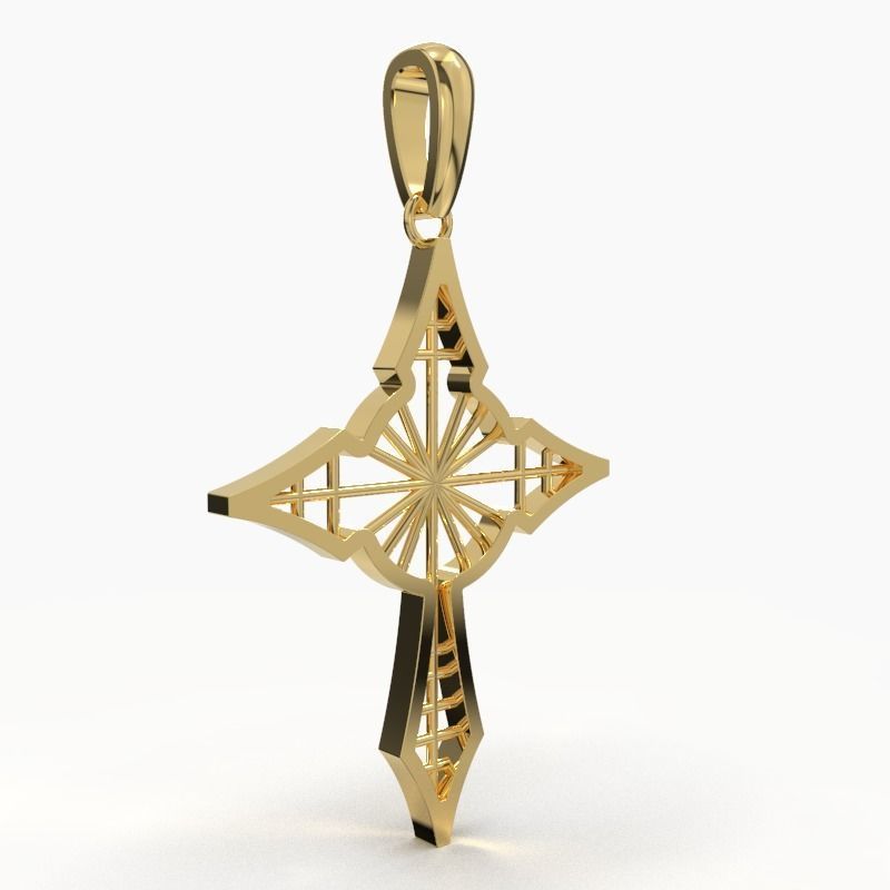 JESUS CROSS GOLD PENDANT 3D print model_4