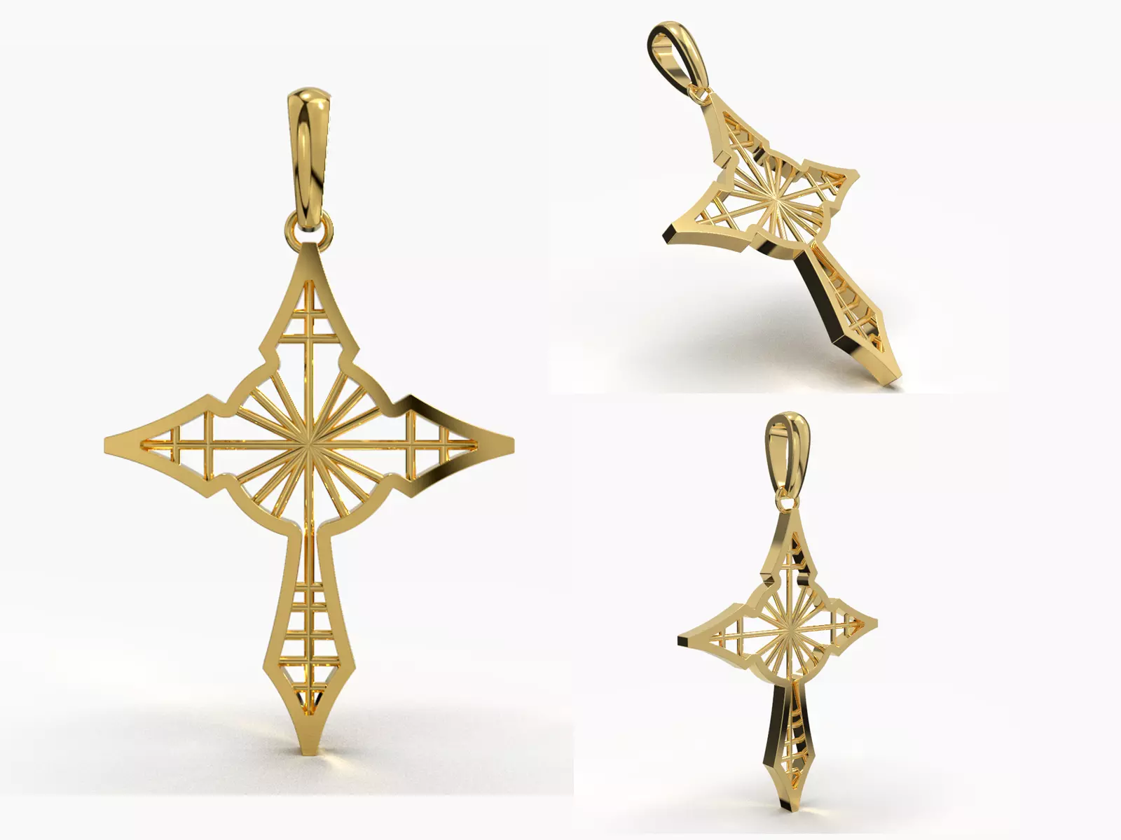 JESUS CROSS GOLD PENDANT 3D print model_0