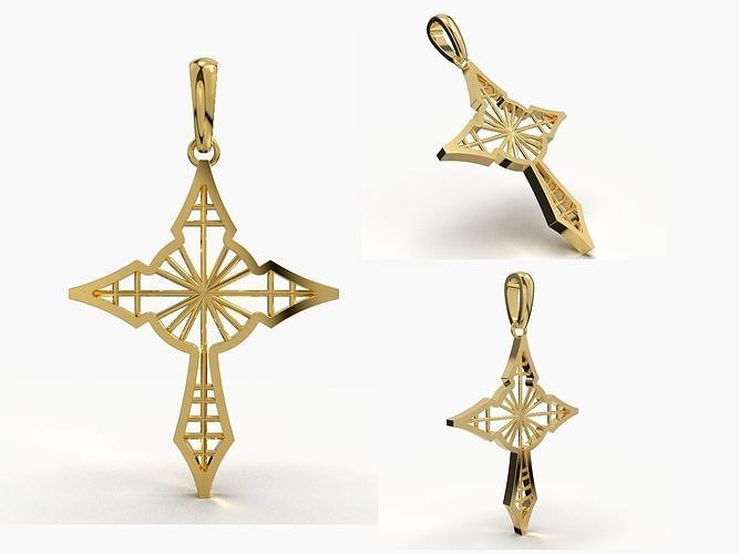 JESUS CROSS GOLD PENDANT 3D print model