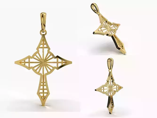 JESUS CROSS GOLD PENDANT 3D print model