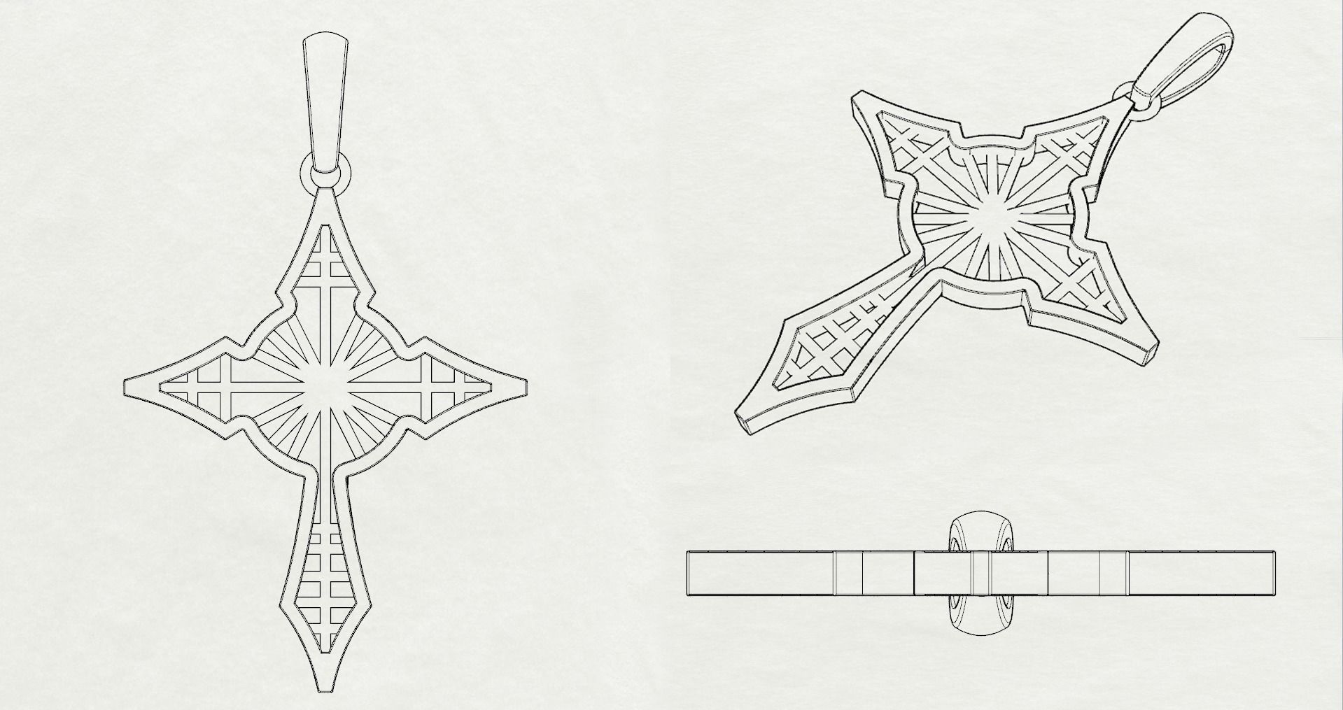 JESUS CROSS GOLD PENDANT 3D print model_6