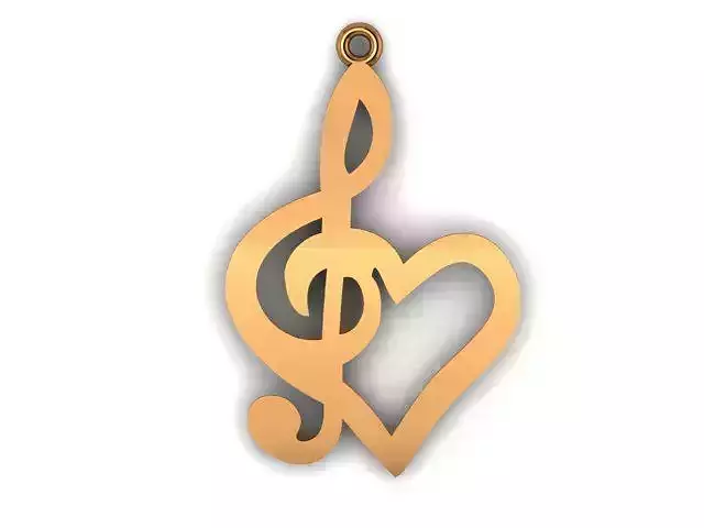 pedant treble clef with heart 3D model