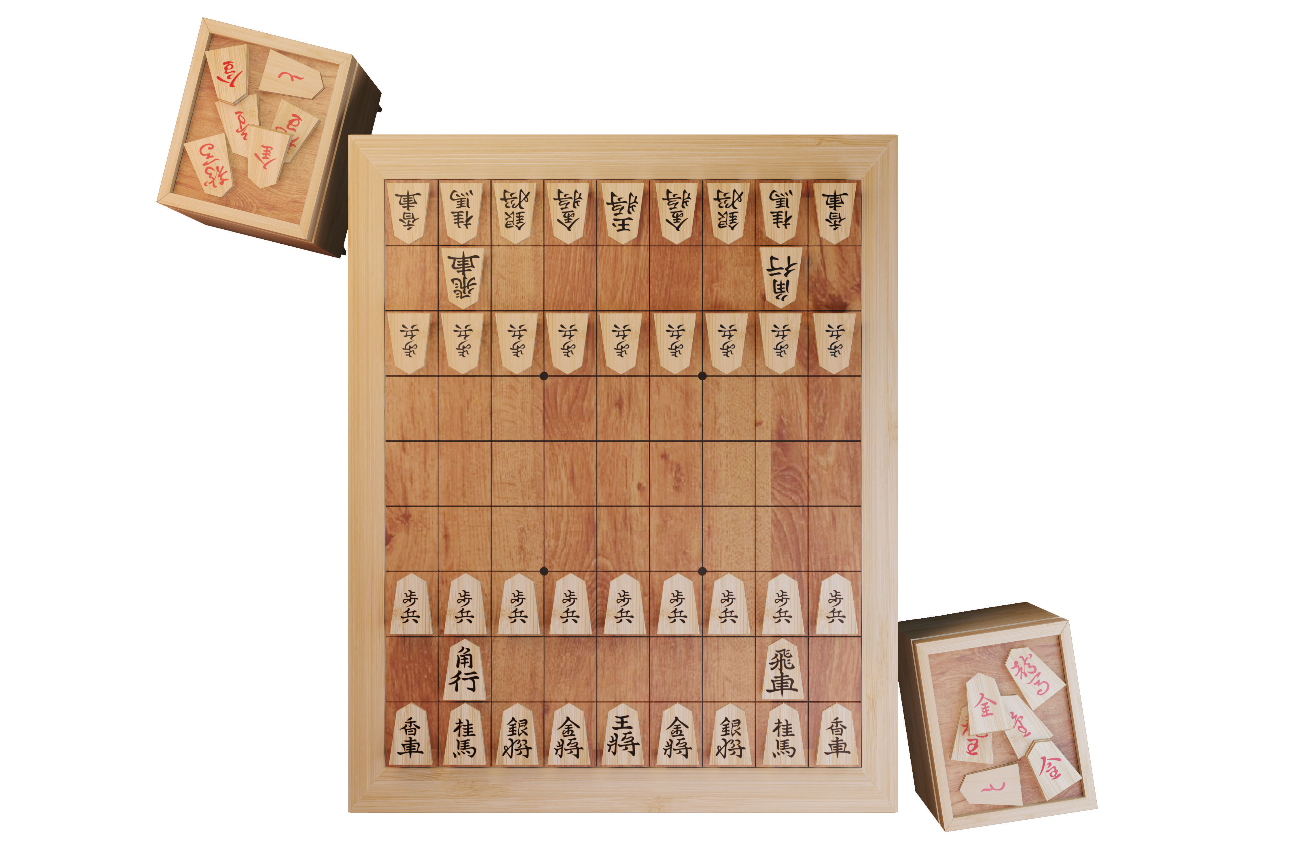 Japanese chess Low-poly 3D model_1