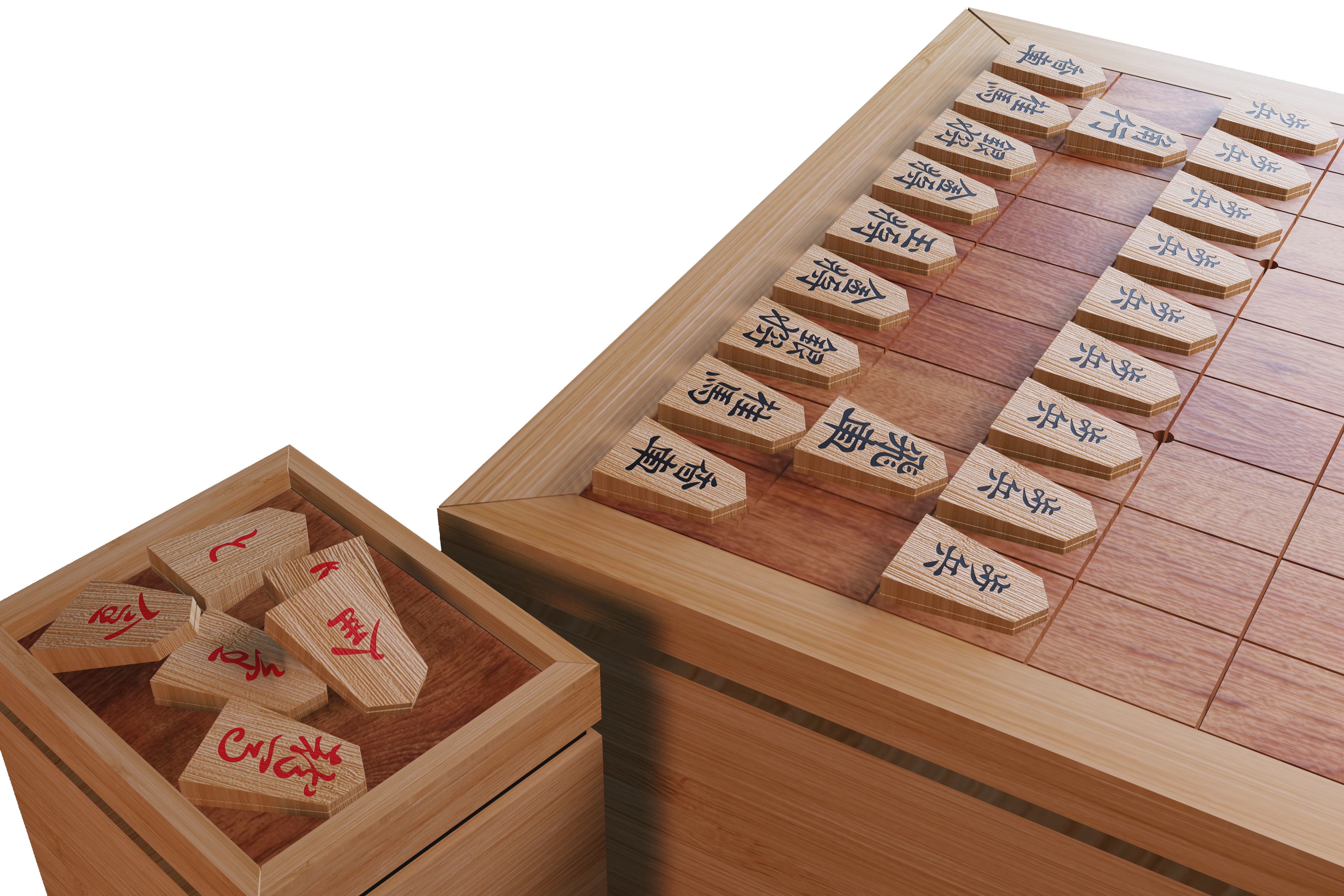 Japanese chess Low-poly 3D model_3