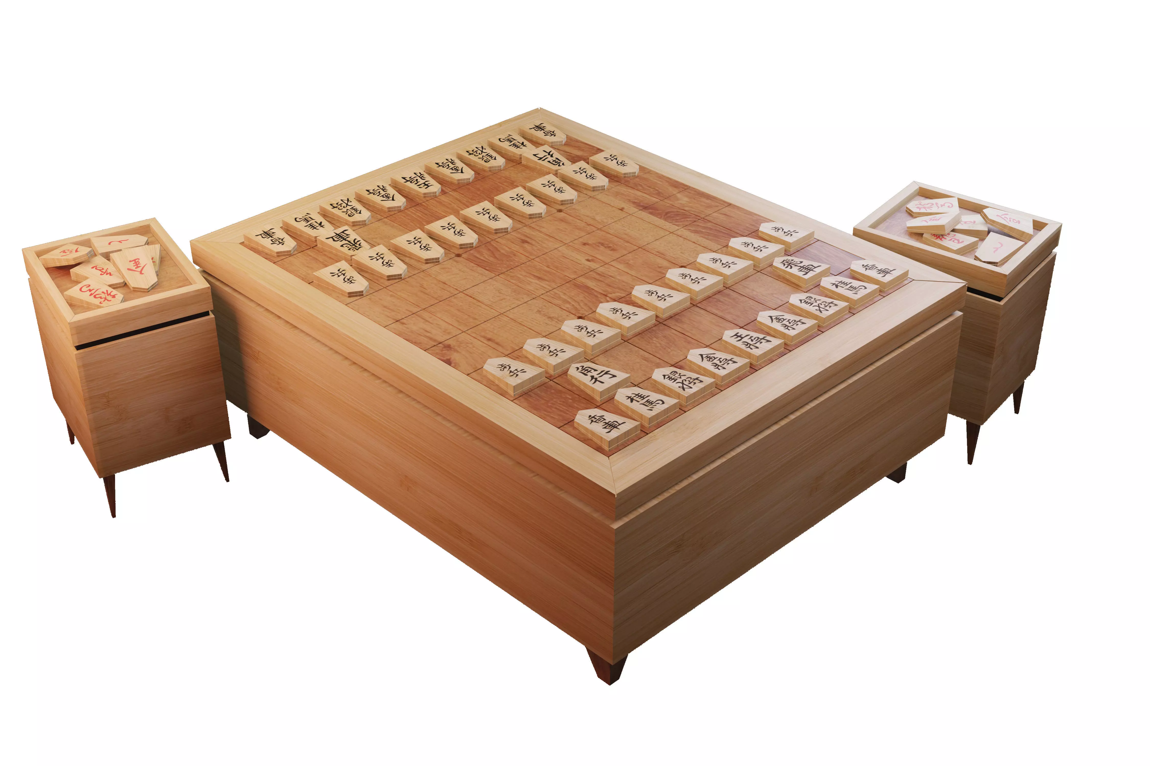 Japanese chess Low-poly 3D model_0