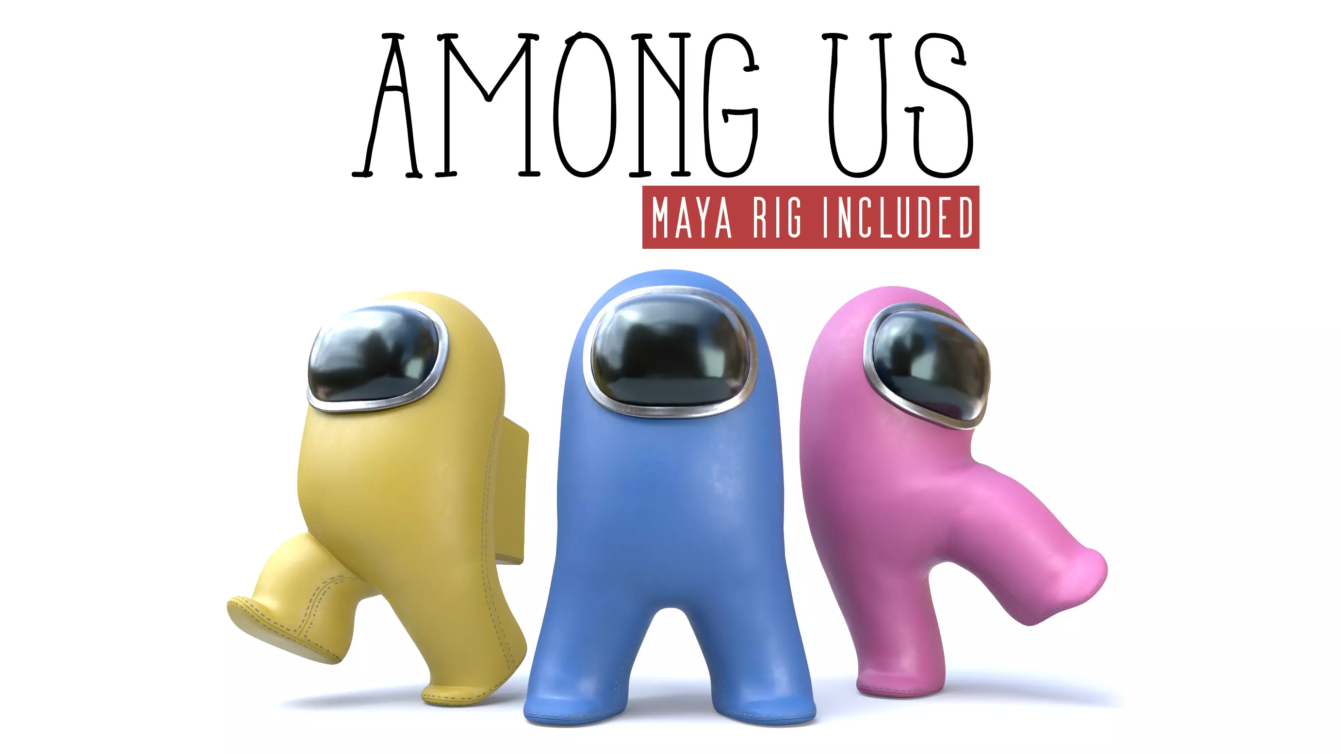 Among us characters - Maya rig included Low-poly 3D model_0