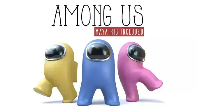 Among us characters - Maya rig included Low-poly 3D model