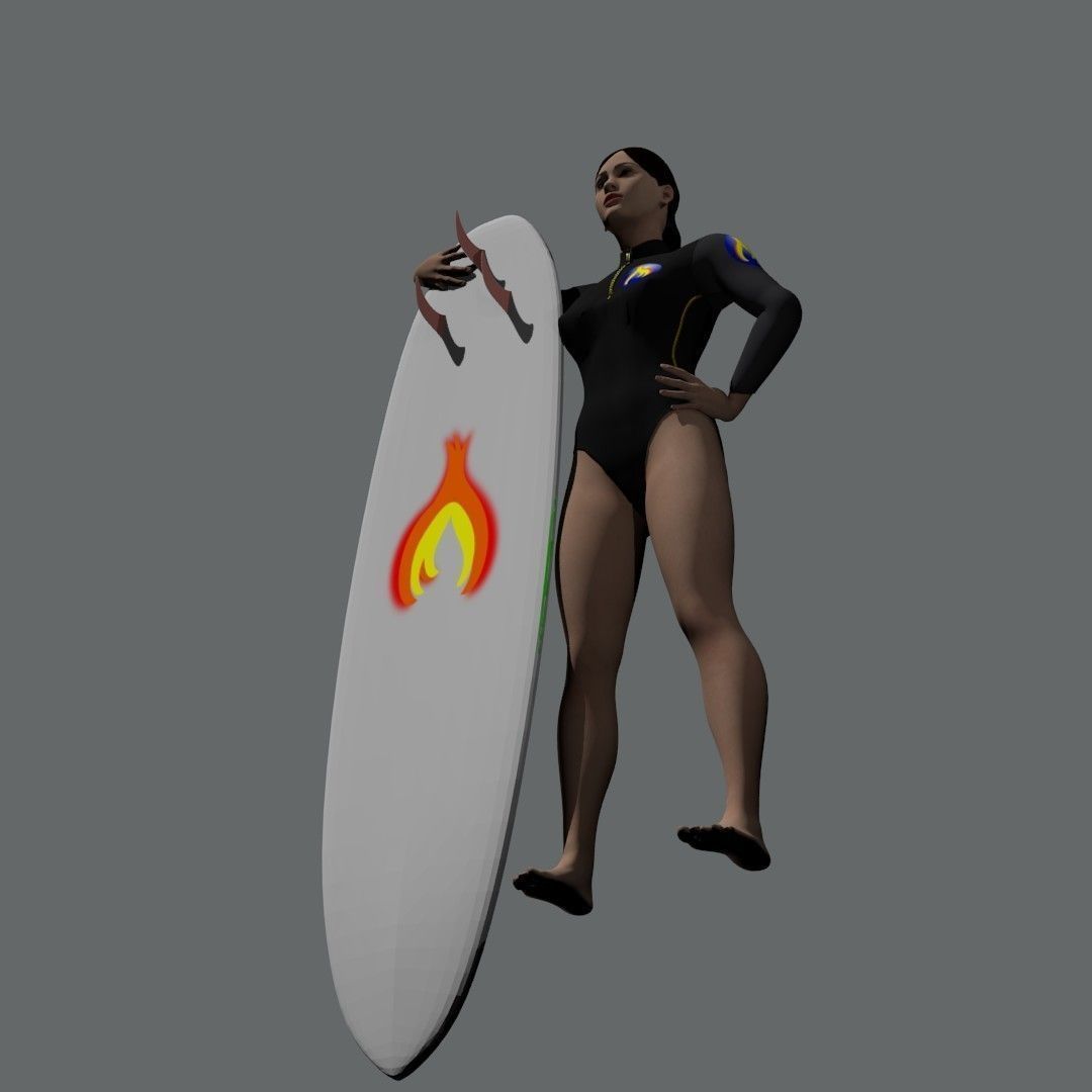 Surf girl 3D model_14