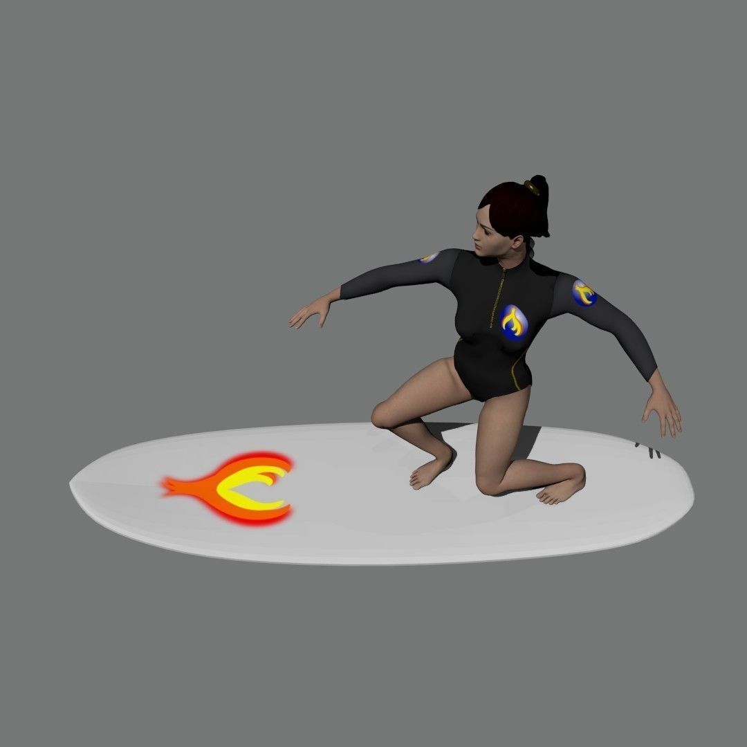 Surf girl 3D model_4