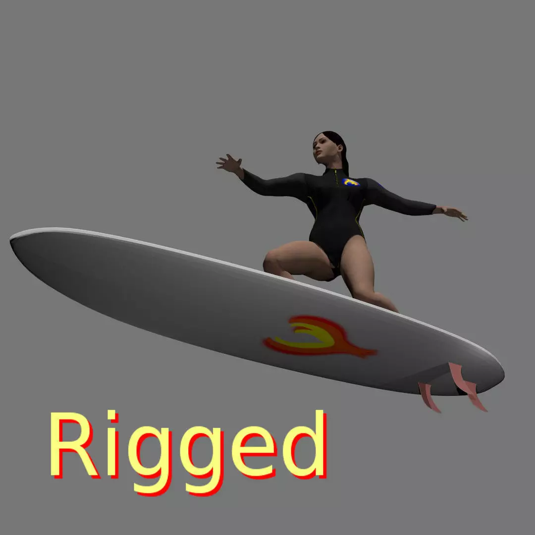 Surf girl 3D model_0