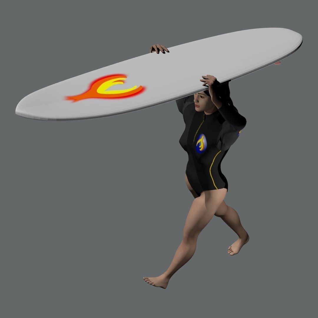 Surf girl 3D model_19