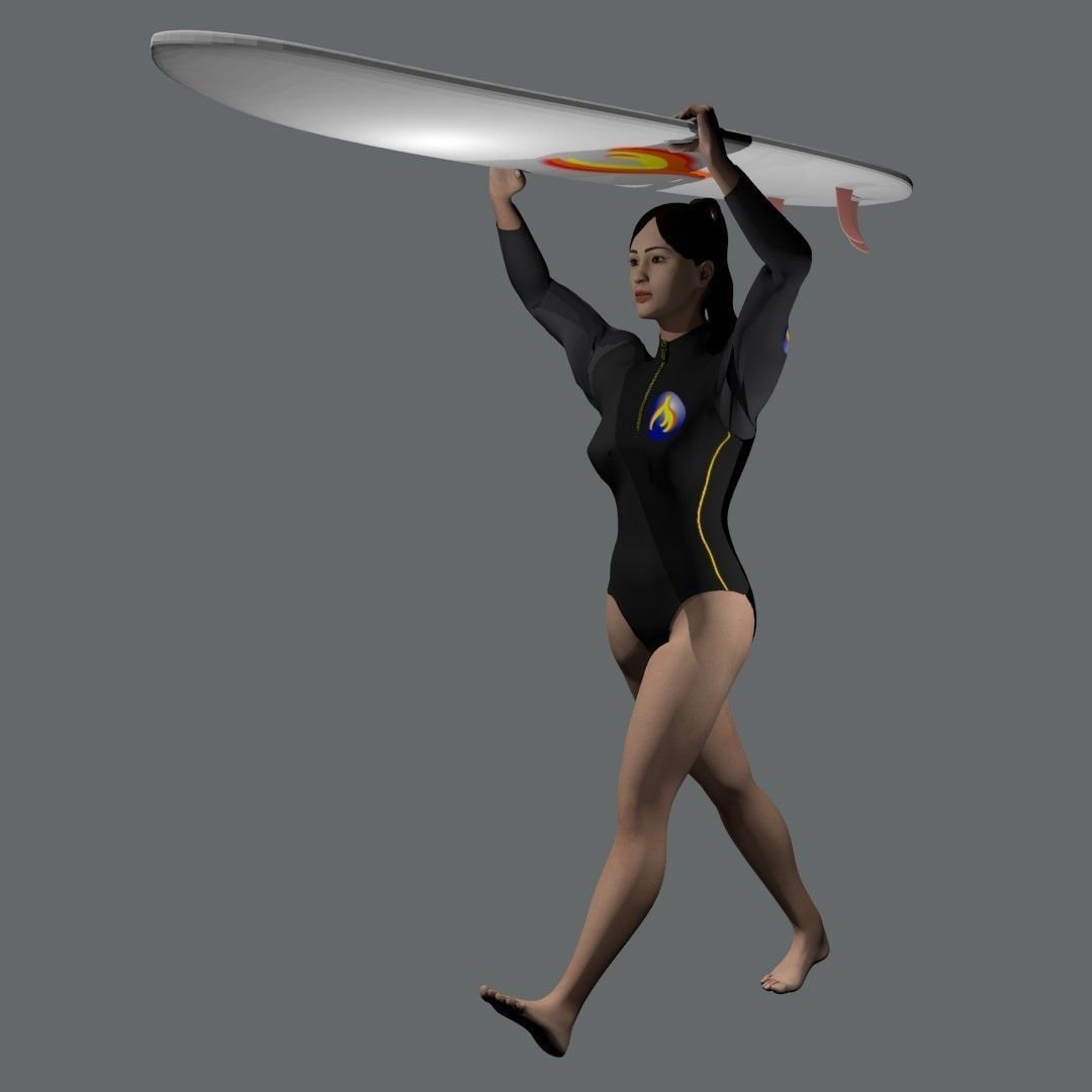 Surf girl 3D model_17