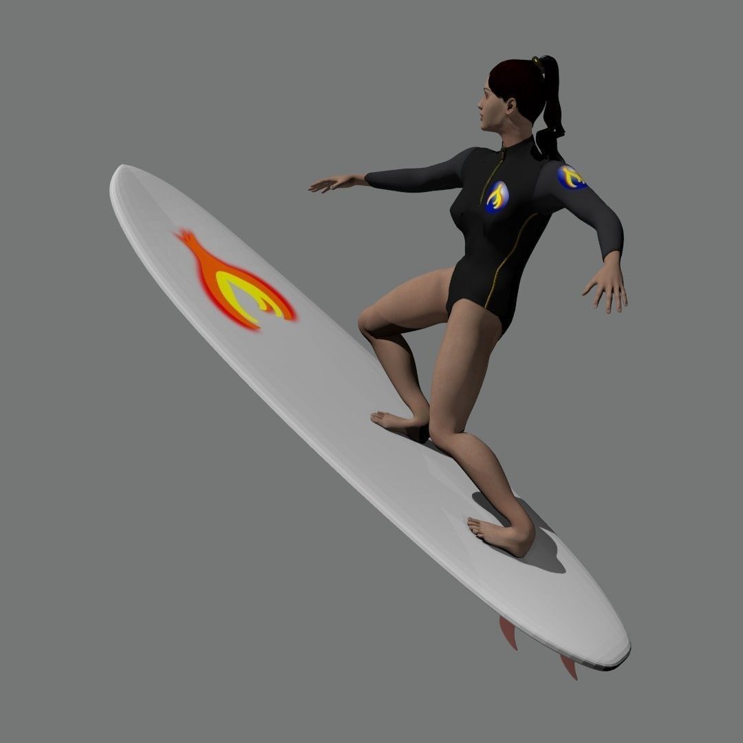 Surf girl 3D model_8