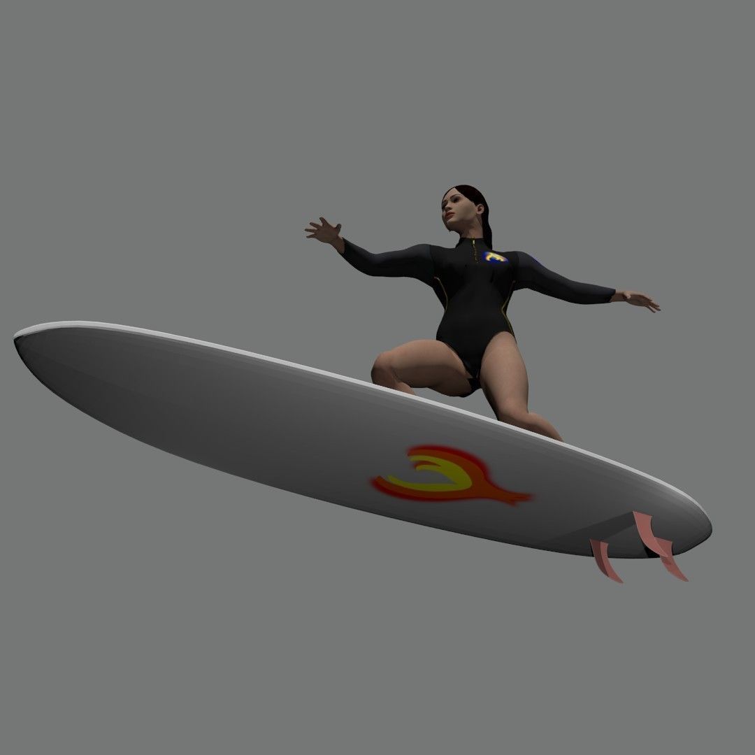 Surf girl 3D model_1