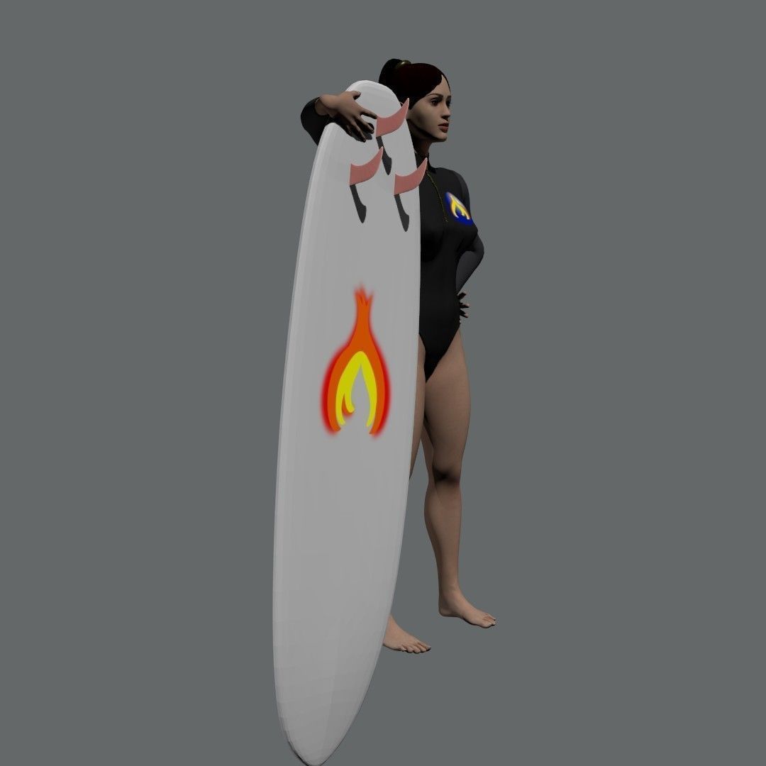 Surf girl 3D model_11