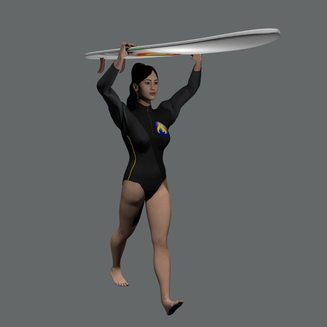 Surf girl 3D model_13