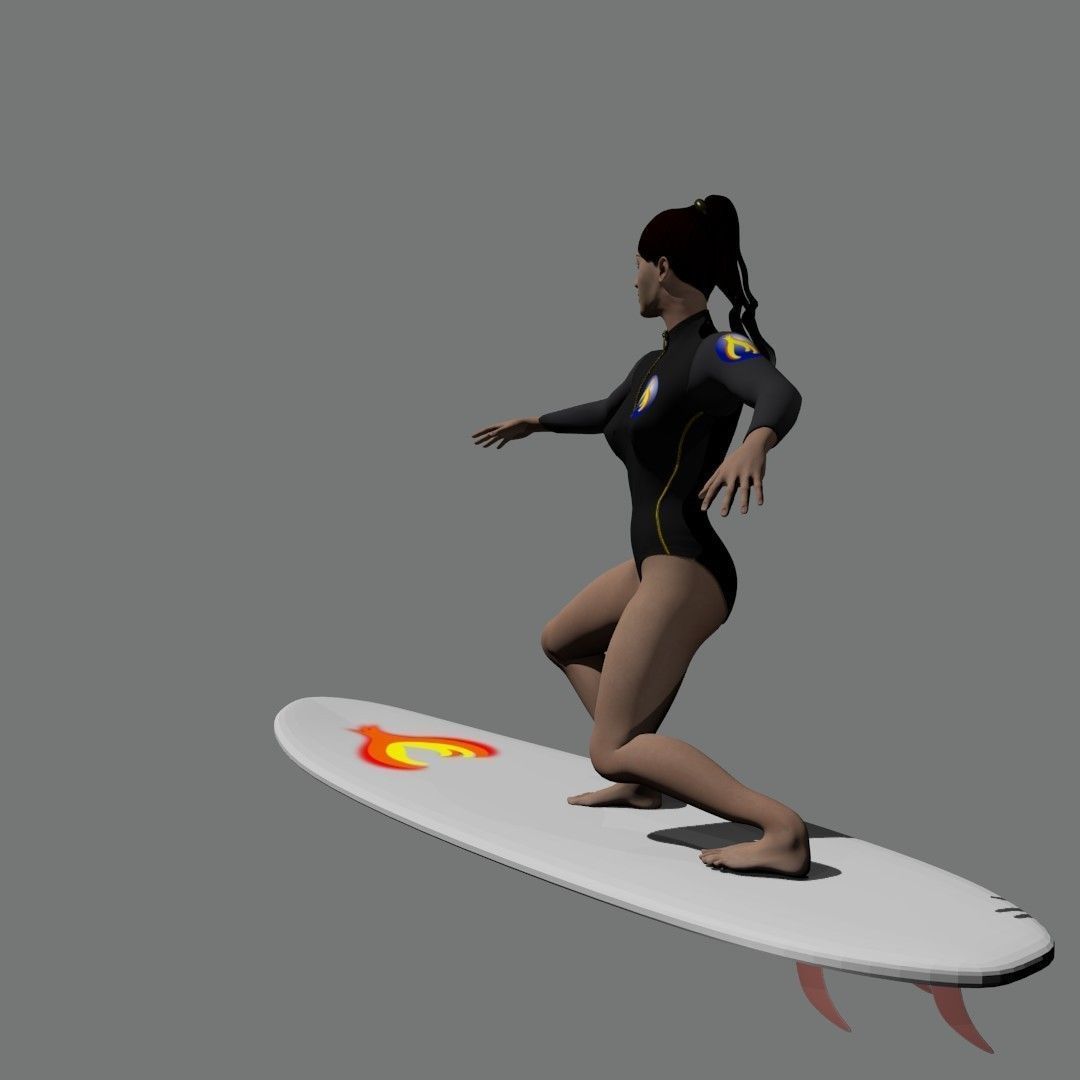 Surf girl 3D model_9