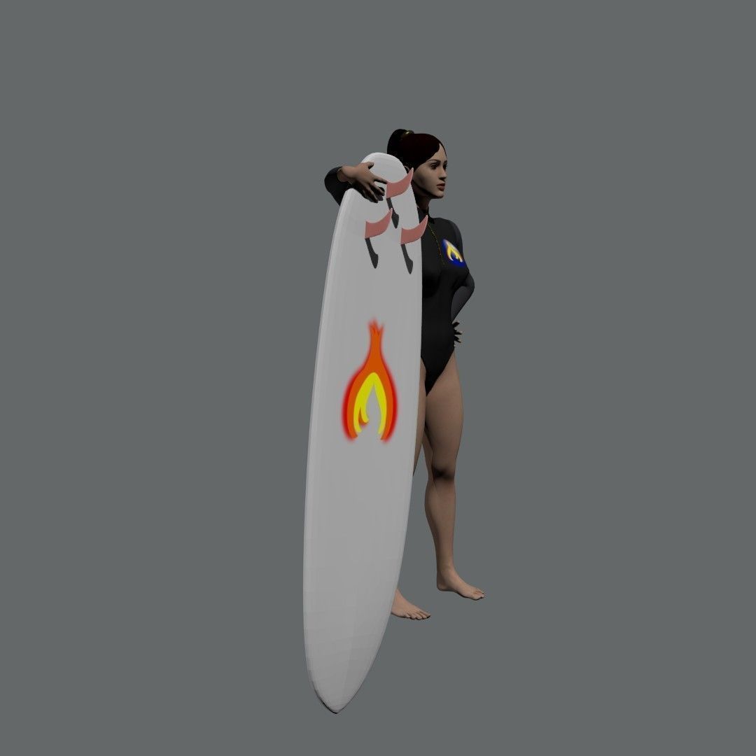 Surf girl 3D model_10