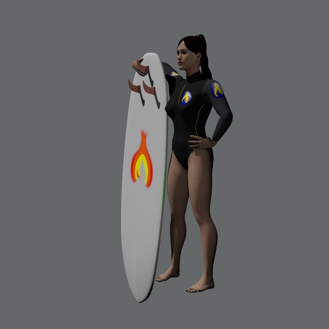 Surf girl 3D model_16