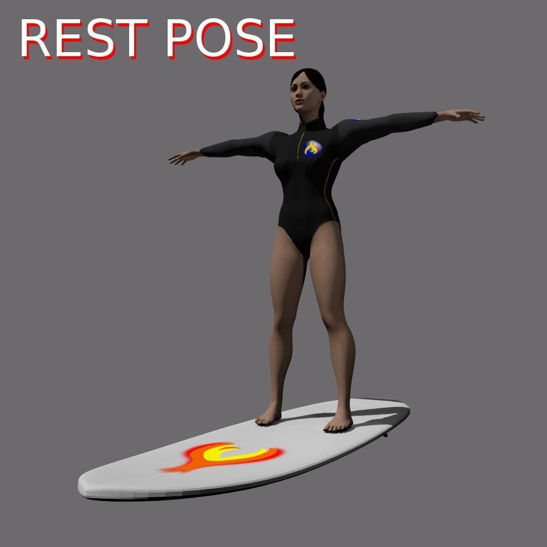 Surf girl 3D model_20