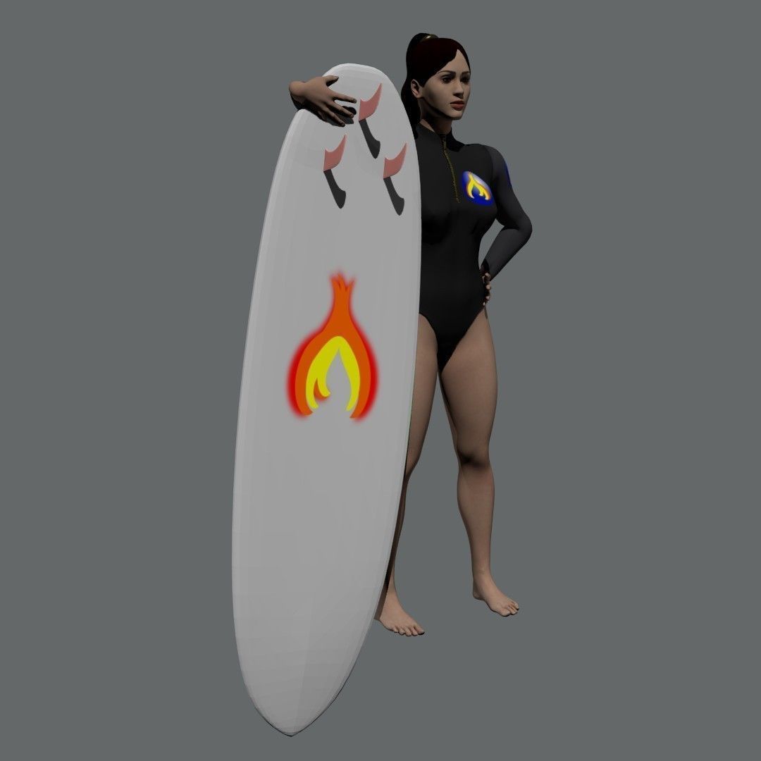 Surf girl 3D model_12