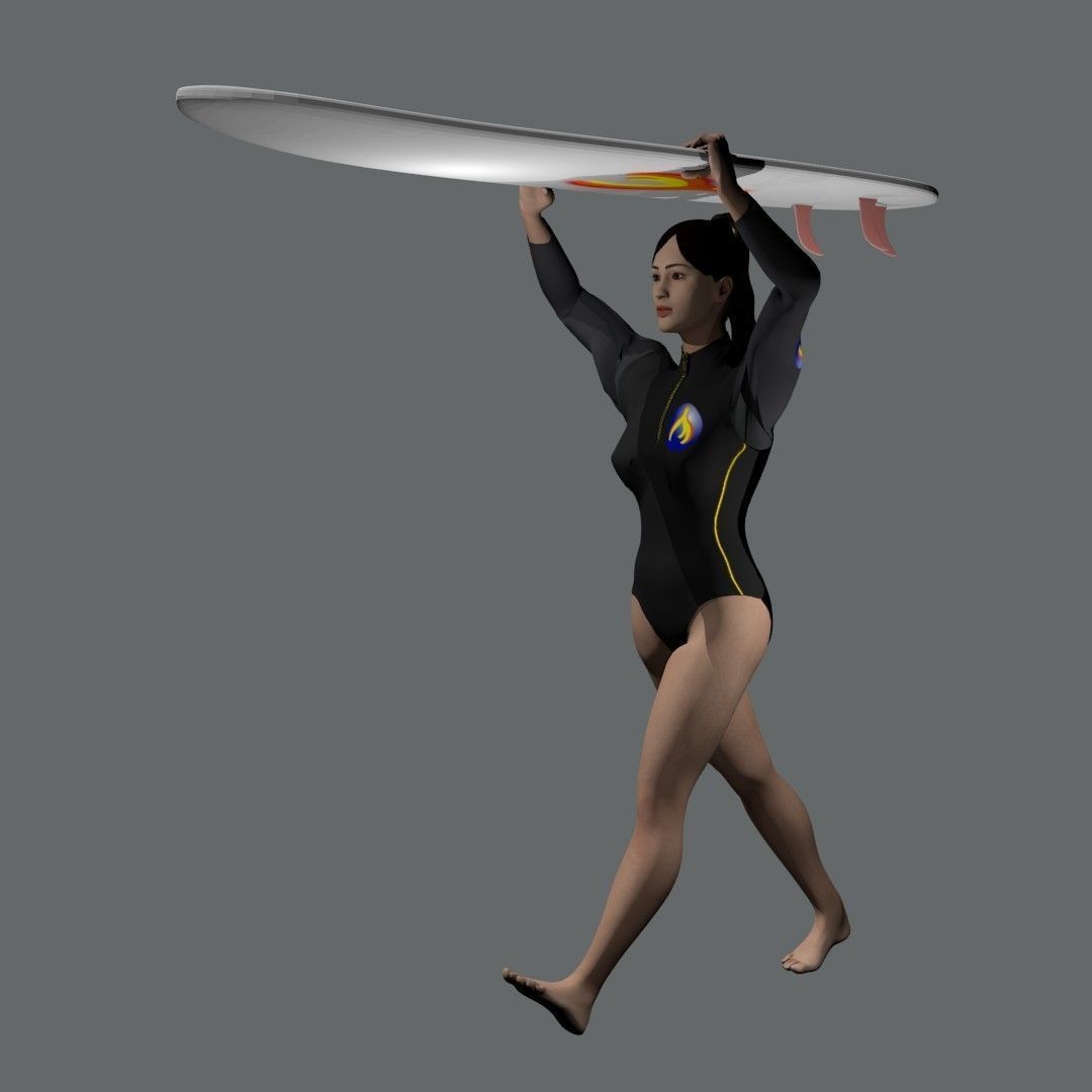 Surf girl 3D model_3