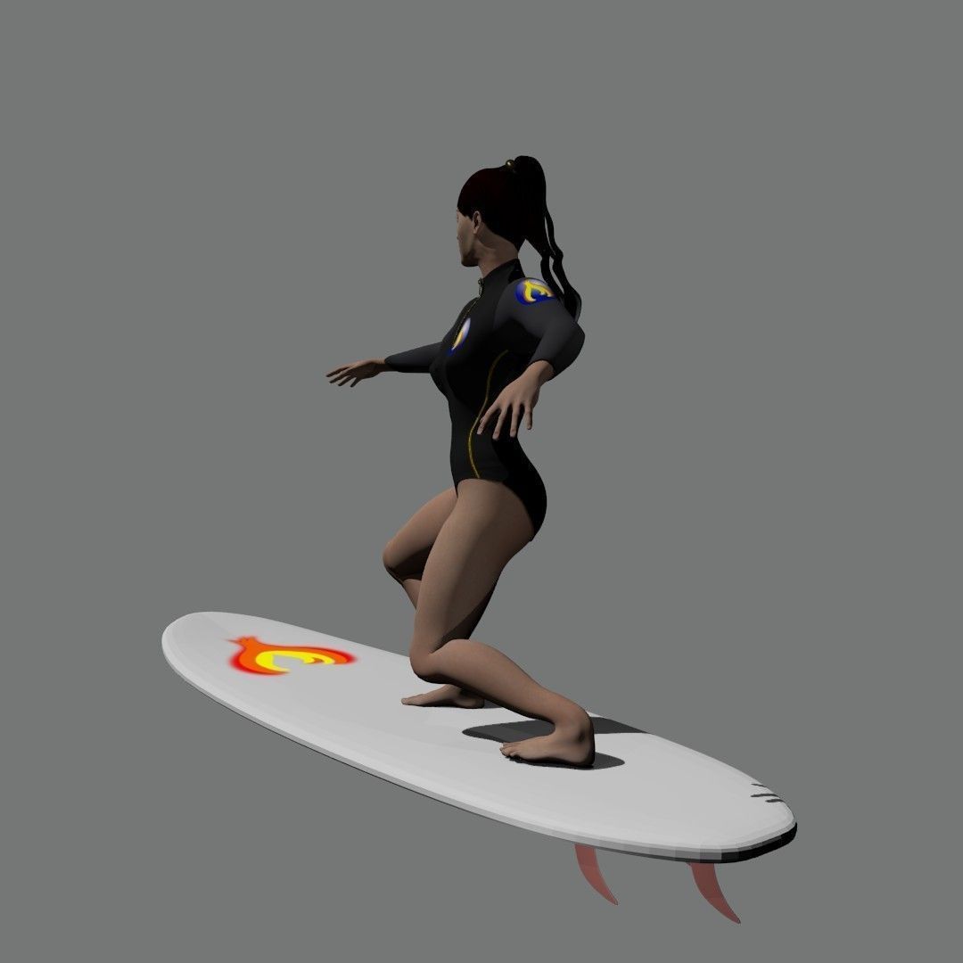 Surf girl 3D model_5