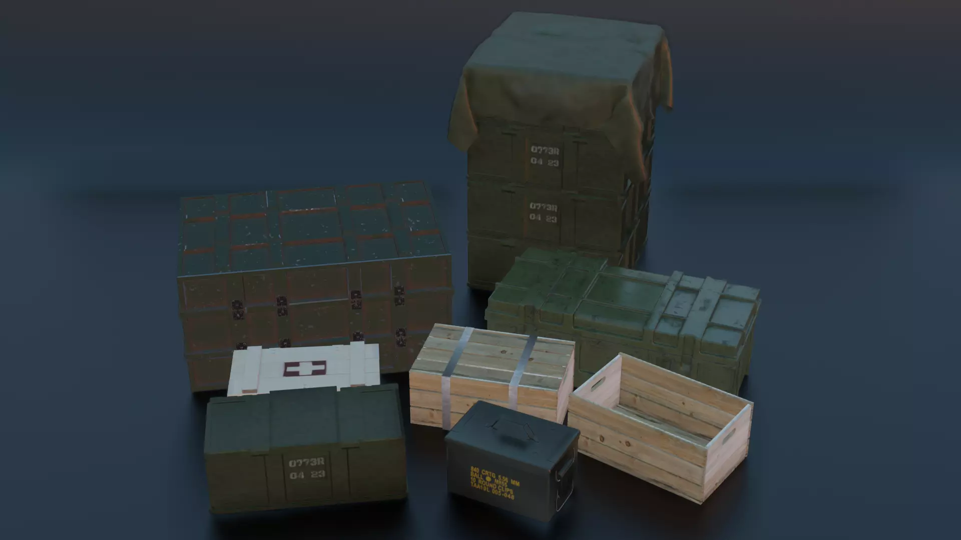 military boxes 3D model_0
