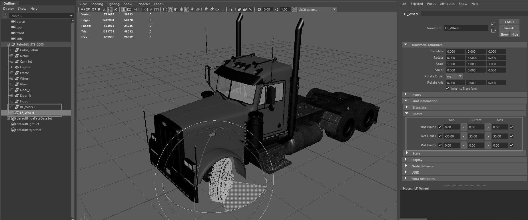 Peterbilt 379 with interior  3D model_17