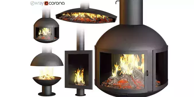 Fireplace set Focus Creation 3 3D model