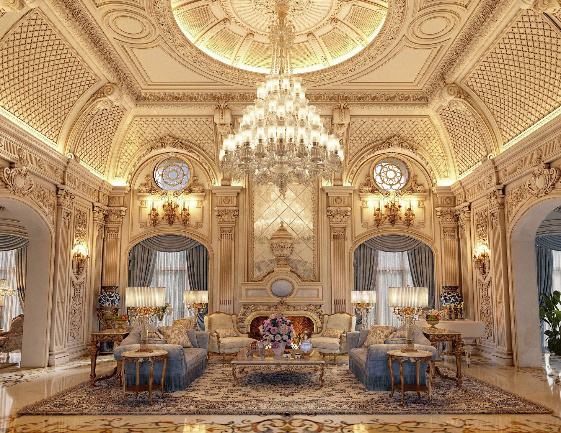 Classic fireplace 3D model_4