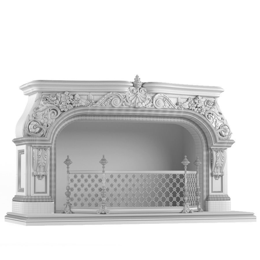 Classic fireplace 3D model_1