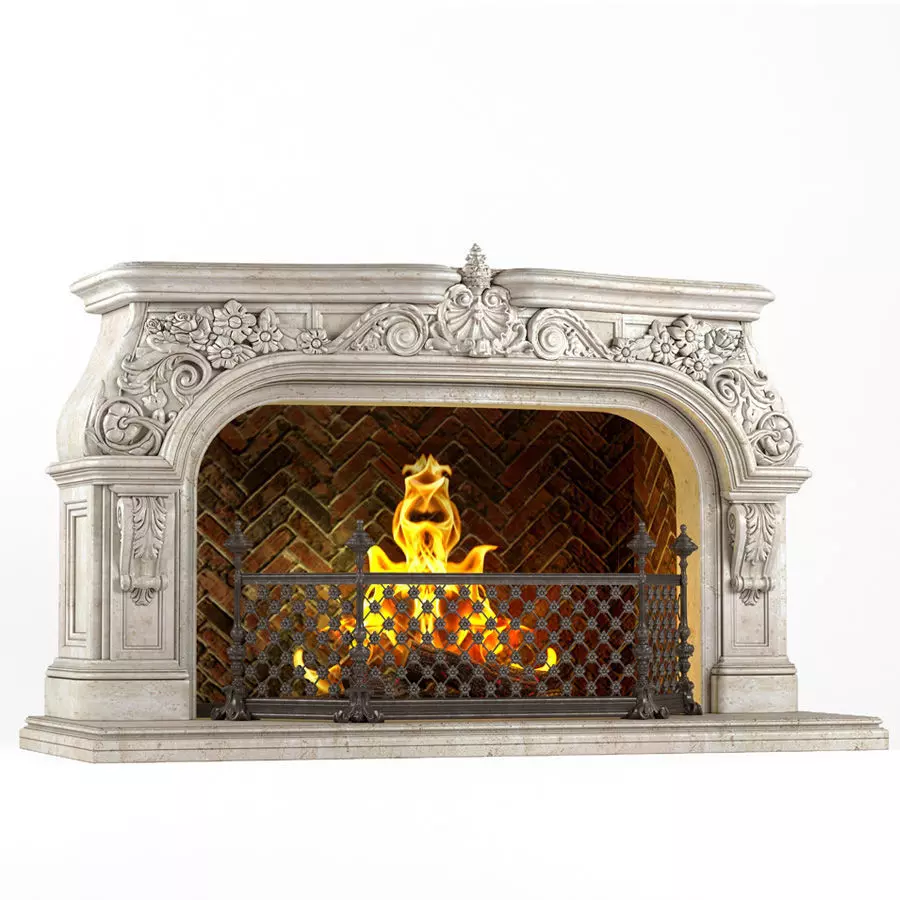 Classic fireplace 3D model_0