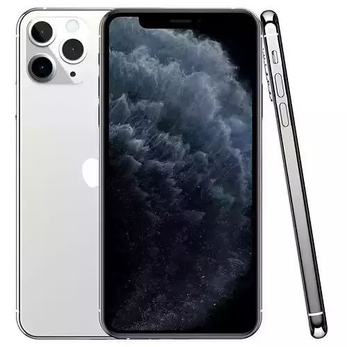 Apple iPhone 11 Pro Max Silver Low-poly 3D model