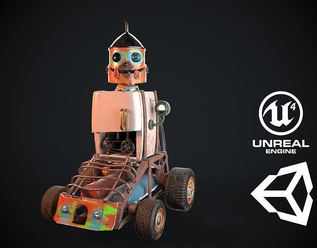 Post apocalypse robot - Little bully Low-poly 3D model