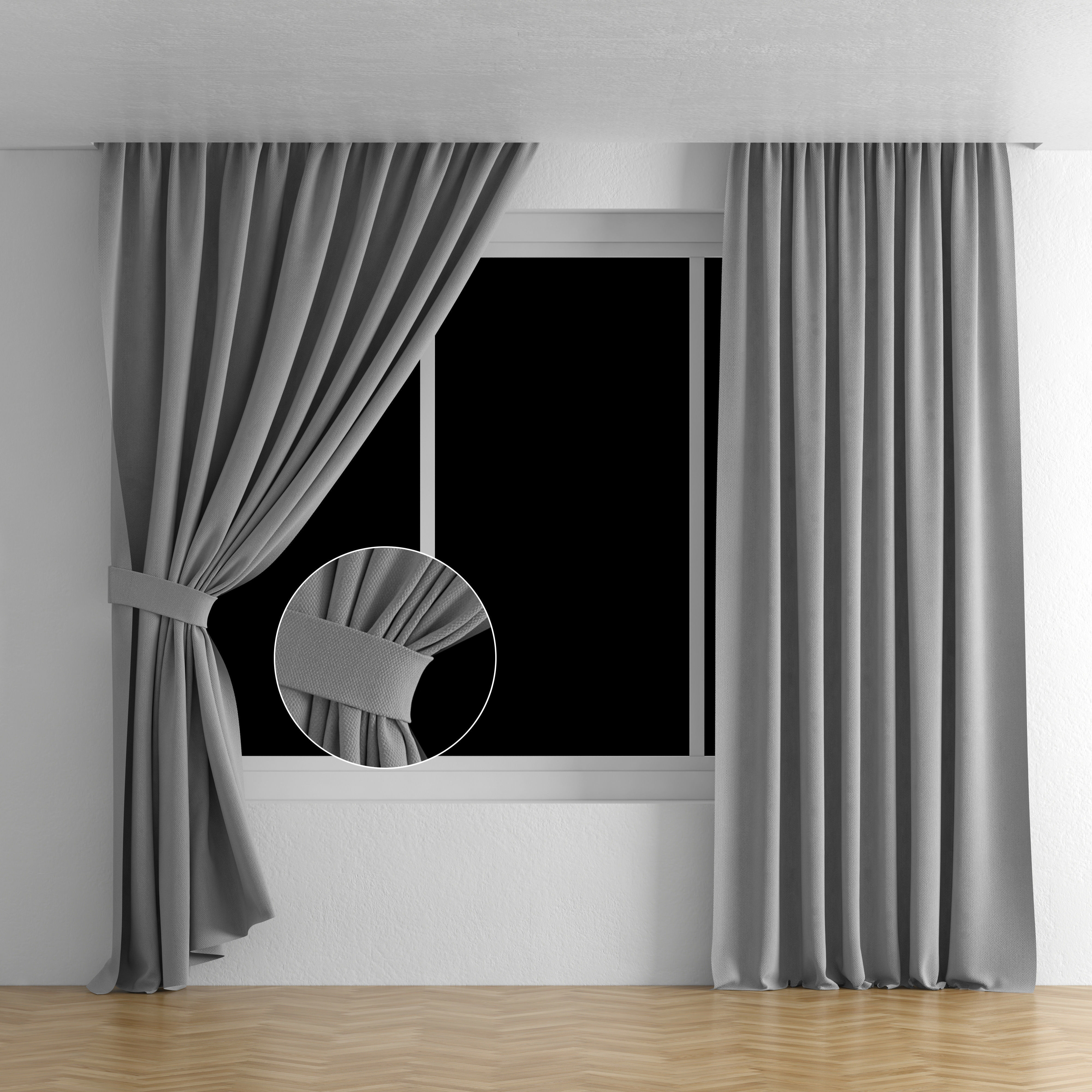 curtain room with curtains and window 3D model_1
