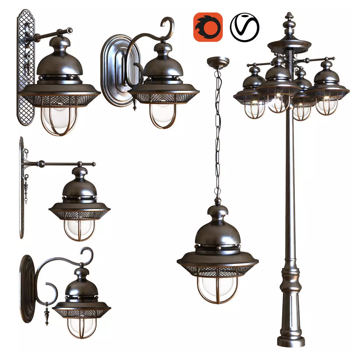 exterior light set 002 3D model_0