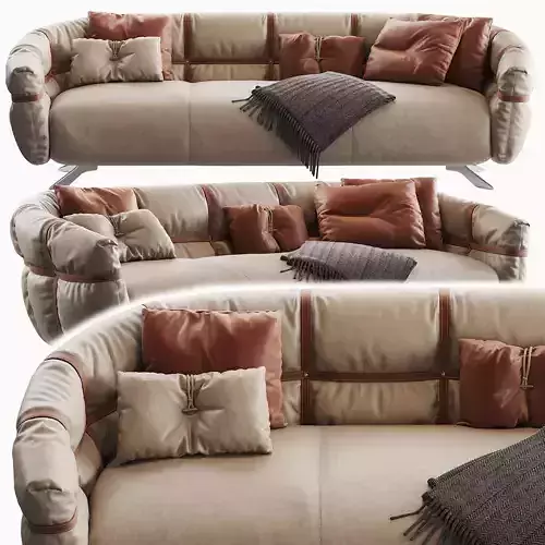 Crossover sofa with pillows and blankets