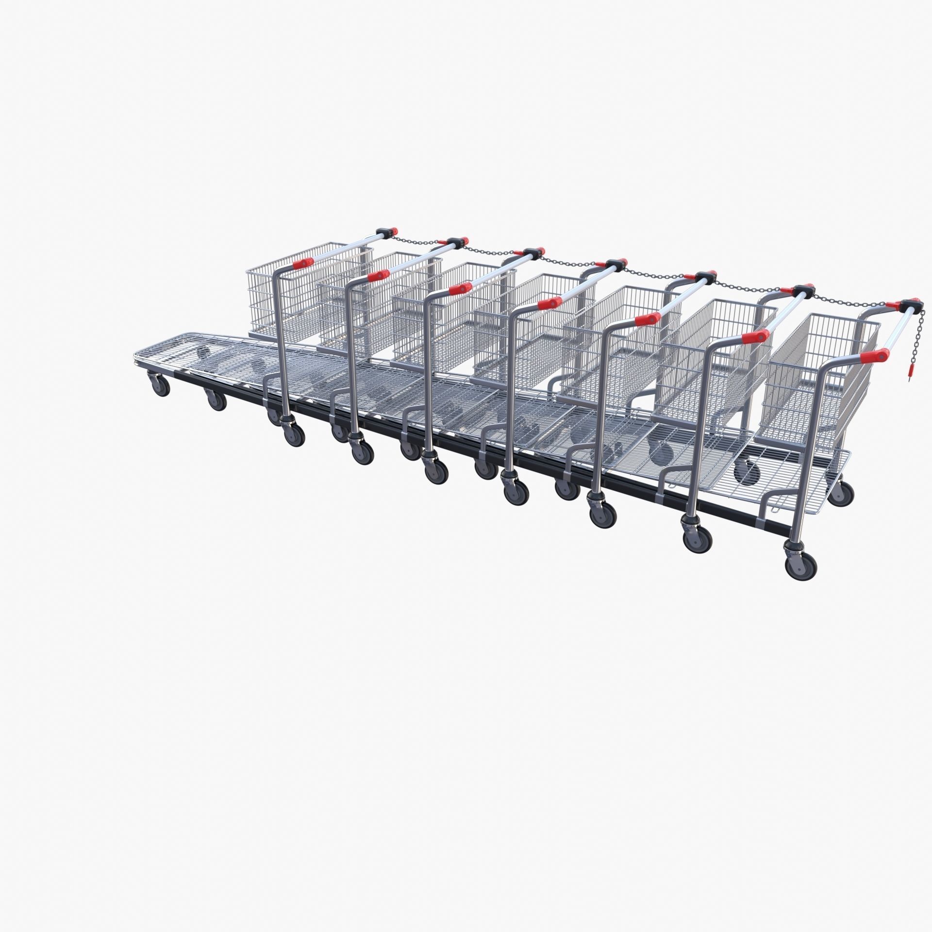 Shopping cart stack v1 Low-poly 3D model_5