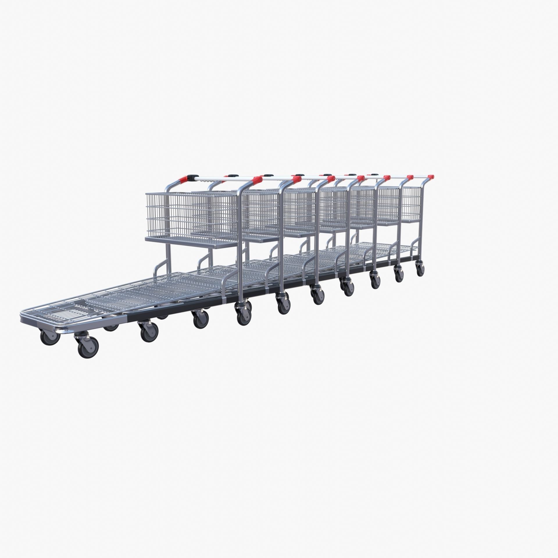 Shopping cart stack v1 Low-poly 3D model_1