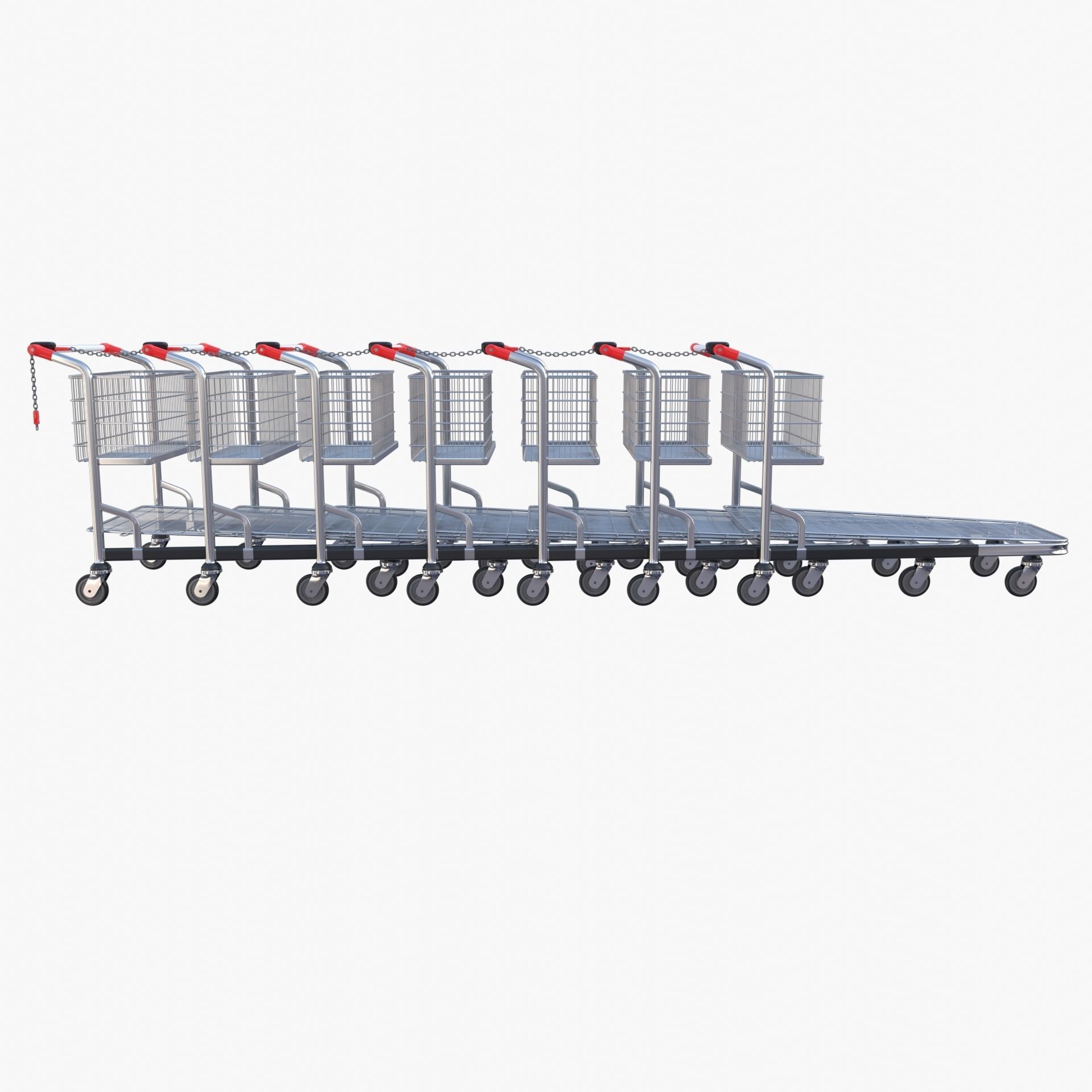 Shopping cart stack v1 Low-poly 3D model_4