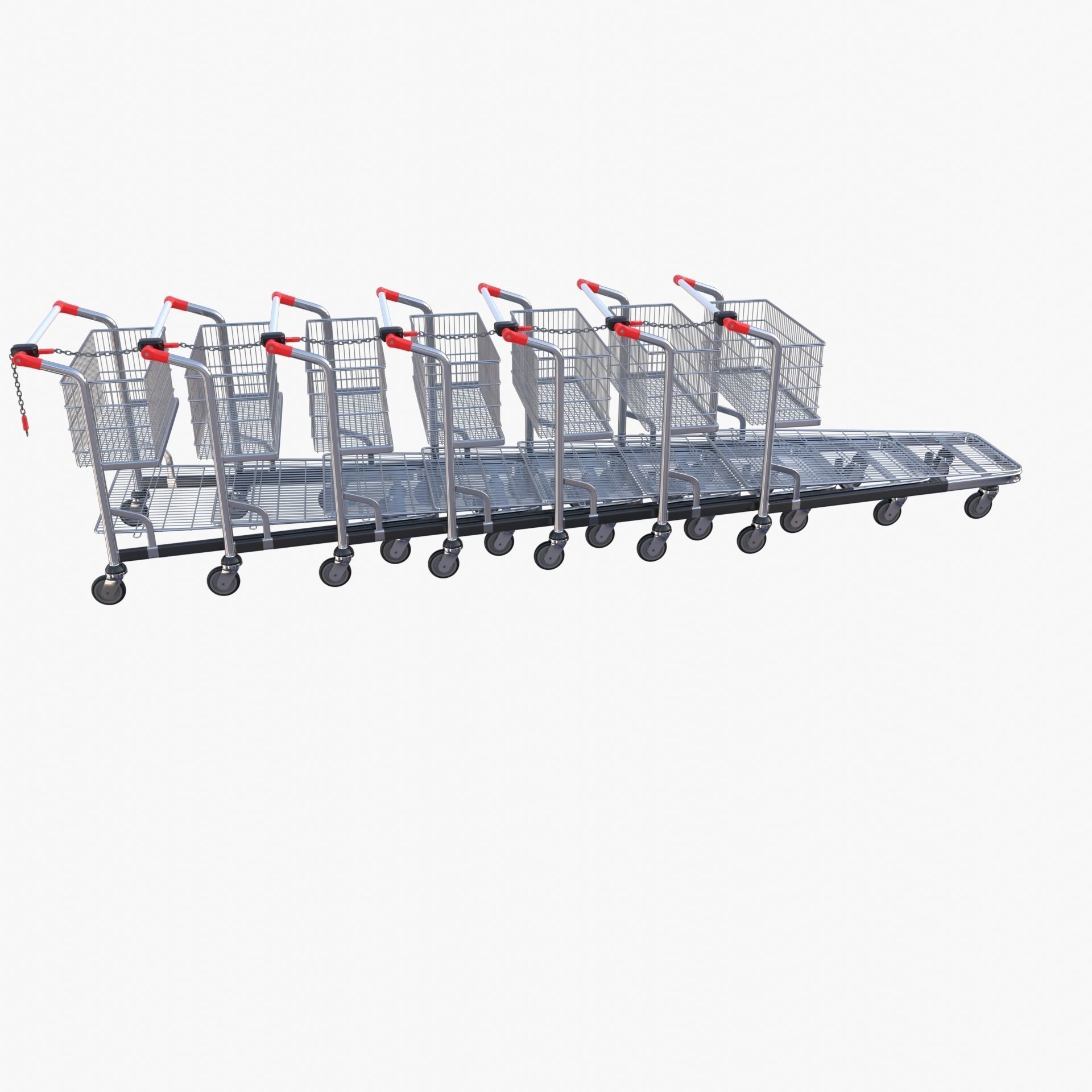 Shopping cart stack v1 Low-poly 3D model_8