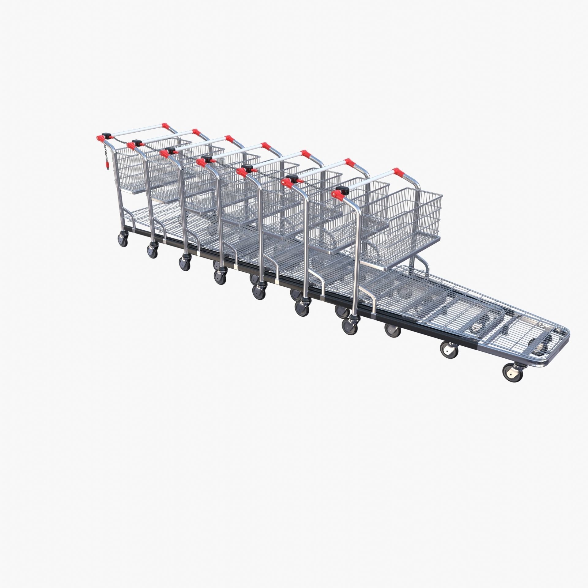 Shopping cart stack v1 Low-poly 3D model_6